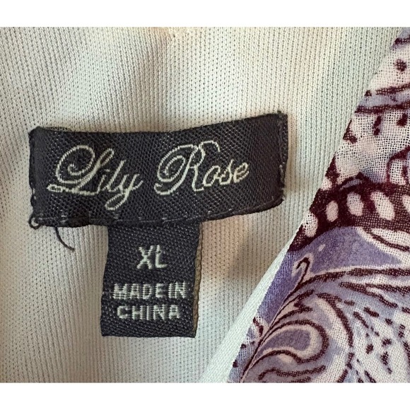 Lily Rose Womens Maxi Dress XL Boho Floral Patch Print V Neck Short Sleeve Lined - Picture 12 of 14
